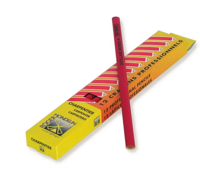 Mondelin crayon charpentier rouge lot de 12
