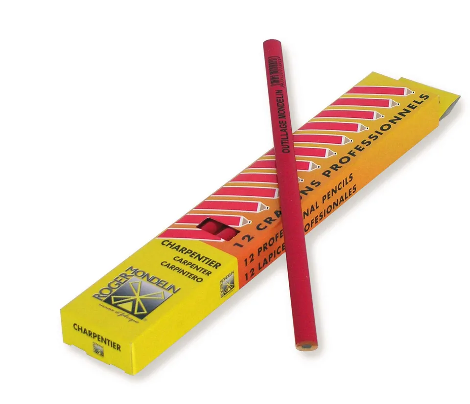 Mondelin crayon charpentier rouge lot de 12
