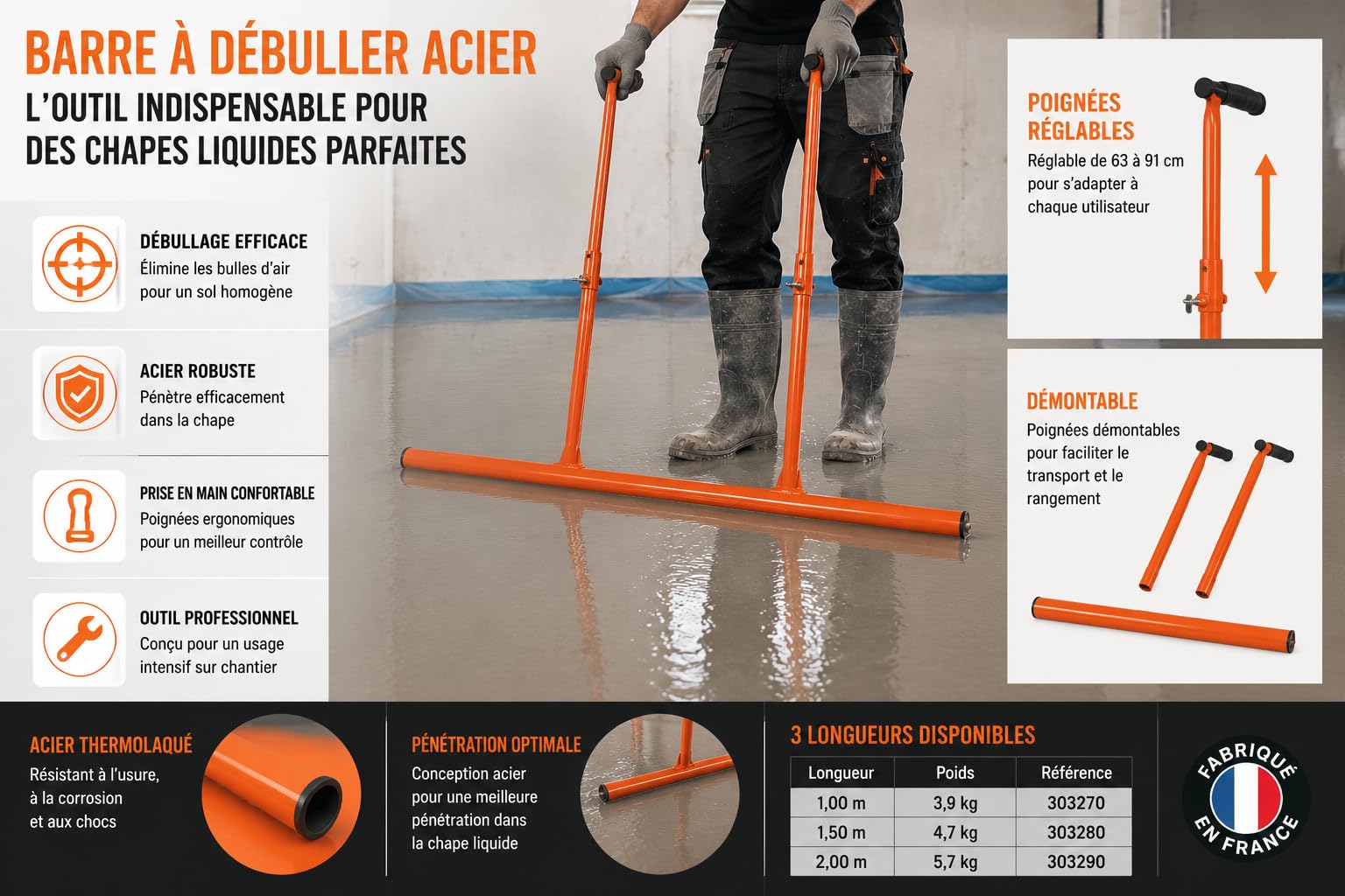 MOB-MONDELIN Barre à débuller acier 2 m 45 mm