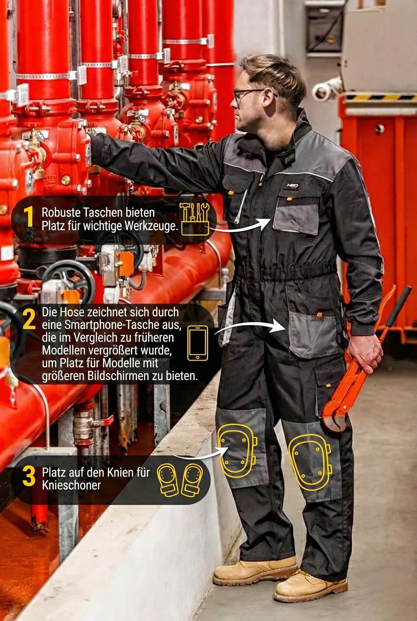 NEO Tools Combinaison Travail Noire Taille M