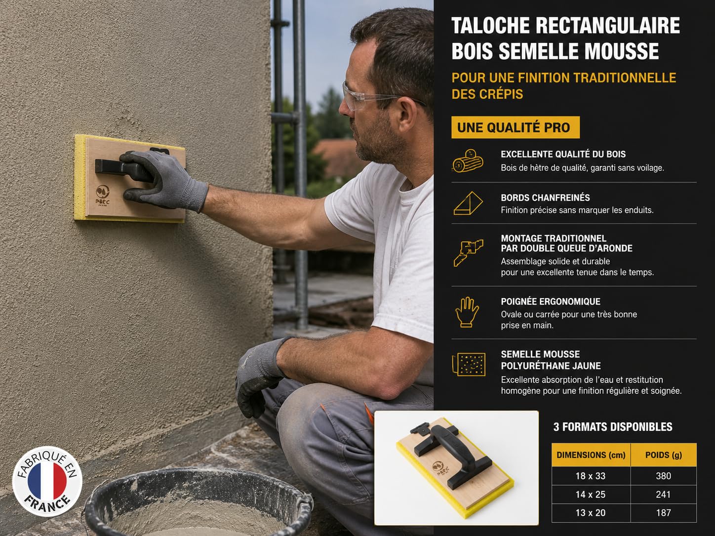 Mondelin 314167 taloche mousse 14x25 cm ovale