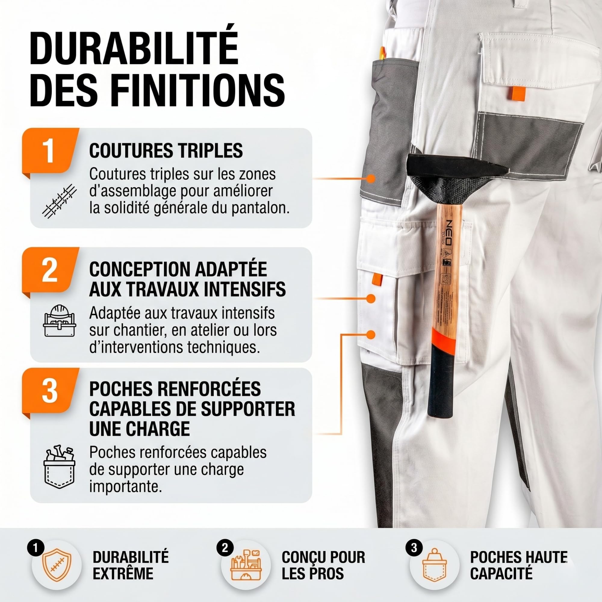 NEO Tools pantalon de travail blanc taille S peintre