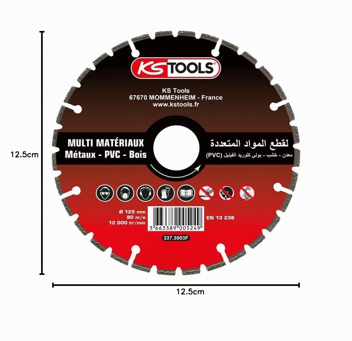 KS Tools 337.3003F disque diamant 125mm métaux PVC bois 1,6mm