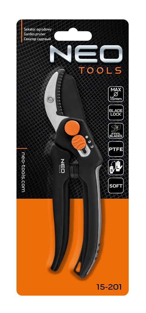 NEO TOOLS sécateur à enclume 185 mm coupe 15 mm bois dur