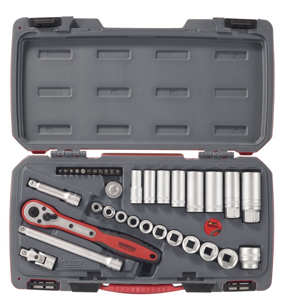 Teng Tools Mecca Pro coffret douilles 3/8" 35 pièces pouces 6 pans
