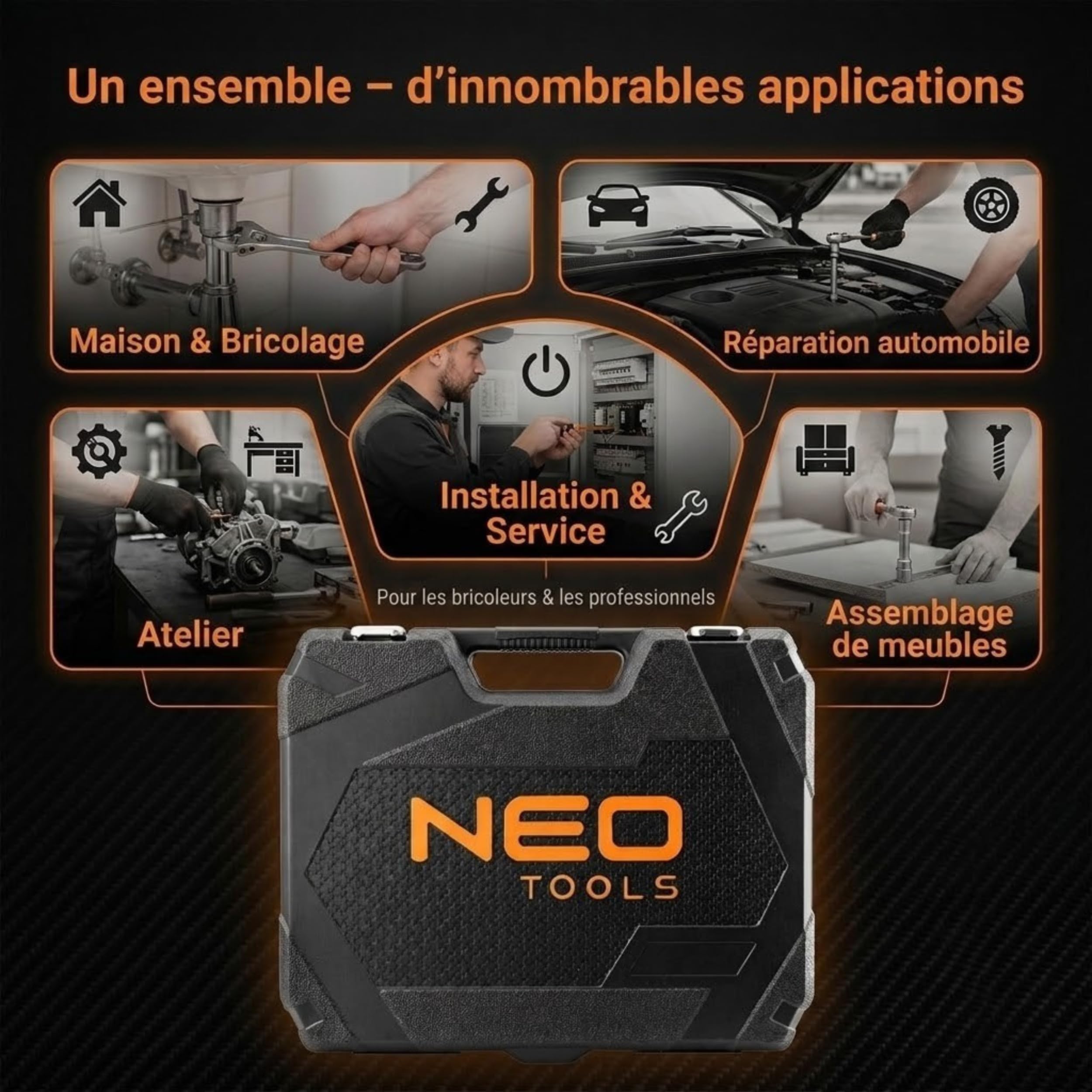 NEO Tools 08-684 mallette à outils 56 pièces complète