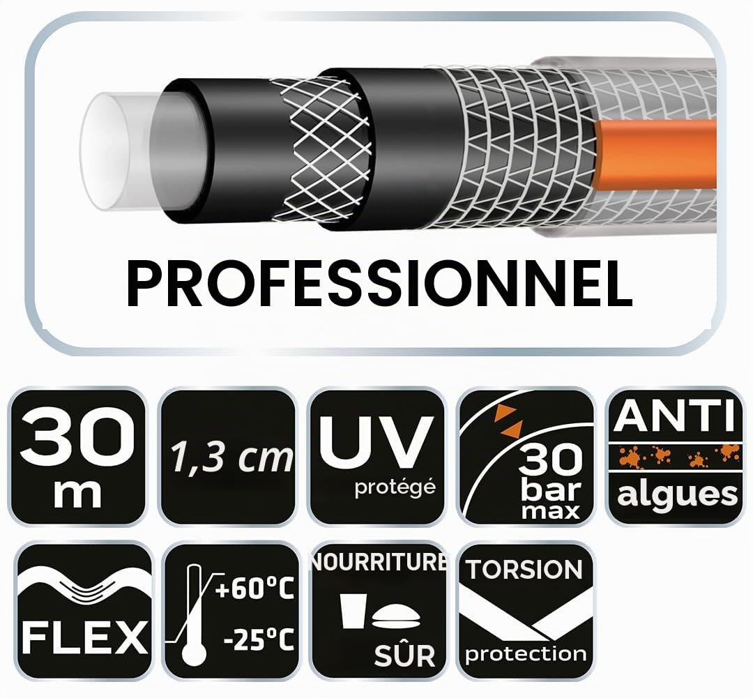 NEO Tools Tuyau Arrosage Pro 1/2" 30 m Orange