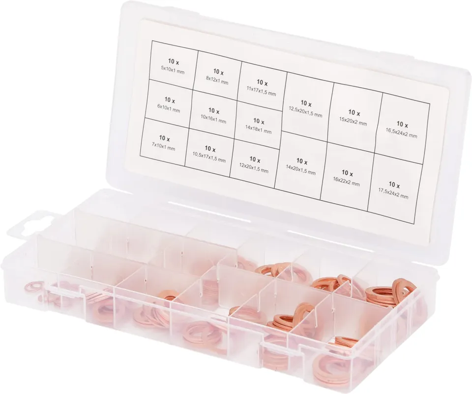 KS TOOLS 970.0040 assortiment 150 joints cuivre 5-17,5 mm