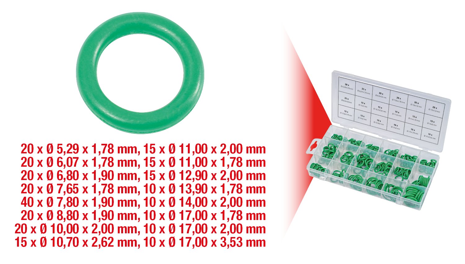 KS Tools 970.0340 Joints toriques clim HNBR 270 pièces