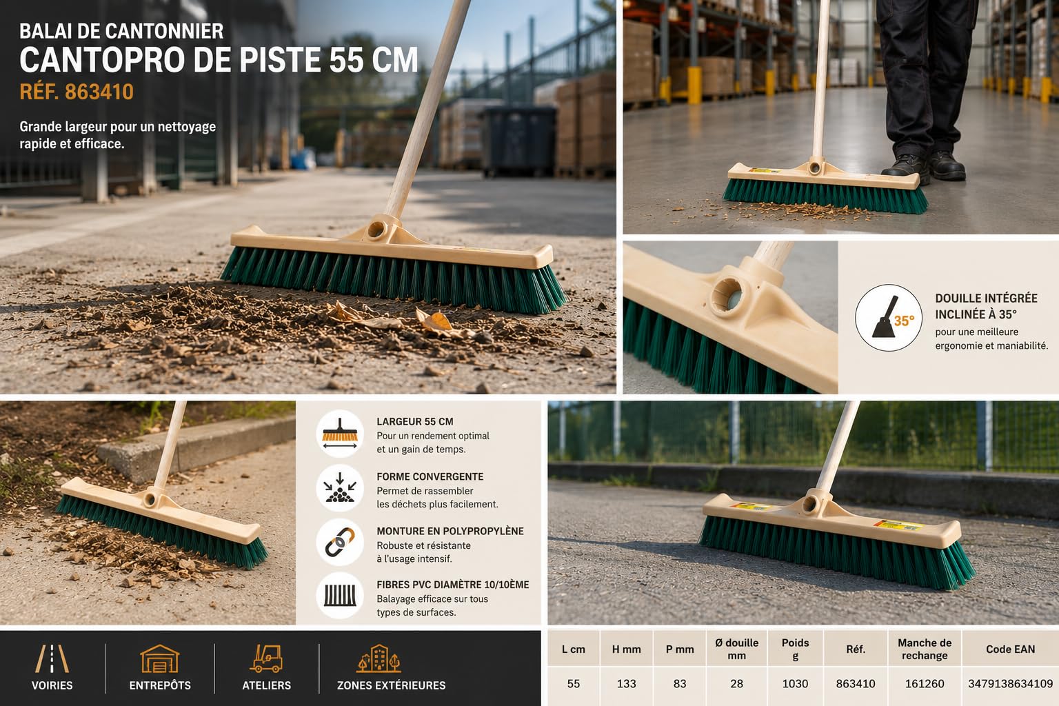 Mondelin Cantopro balai cantonnier 55cm