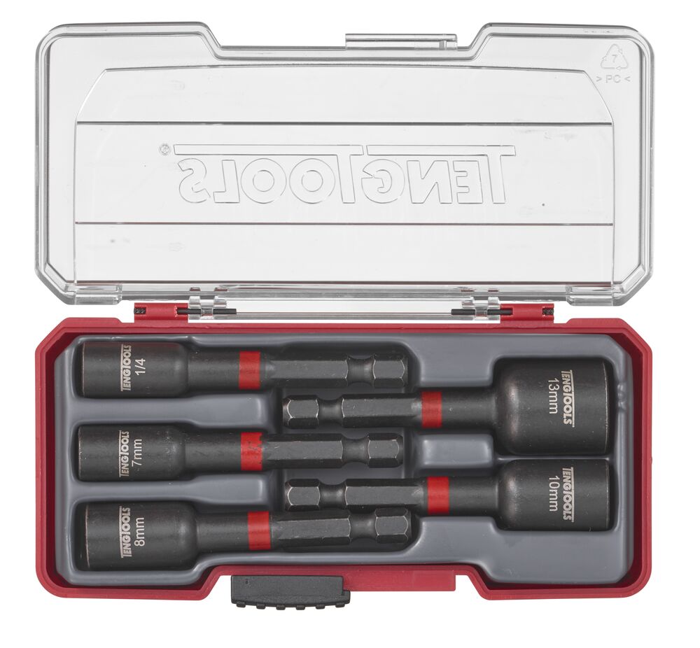 Teng Tools set 5 embouts porte-écrou à chocs + clip ceinture