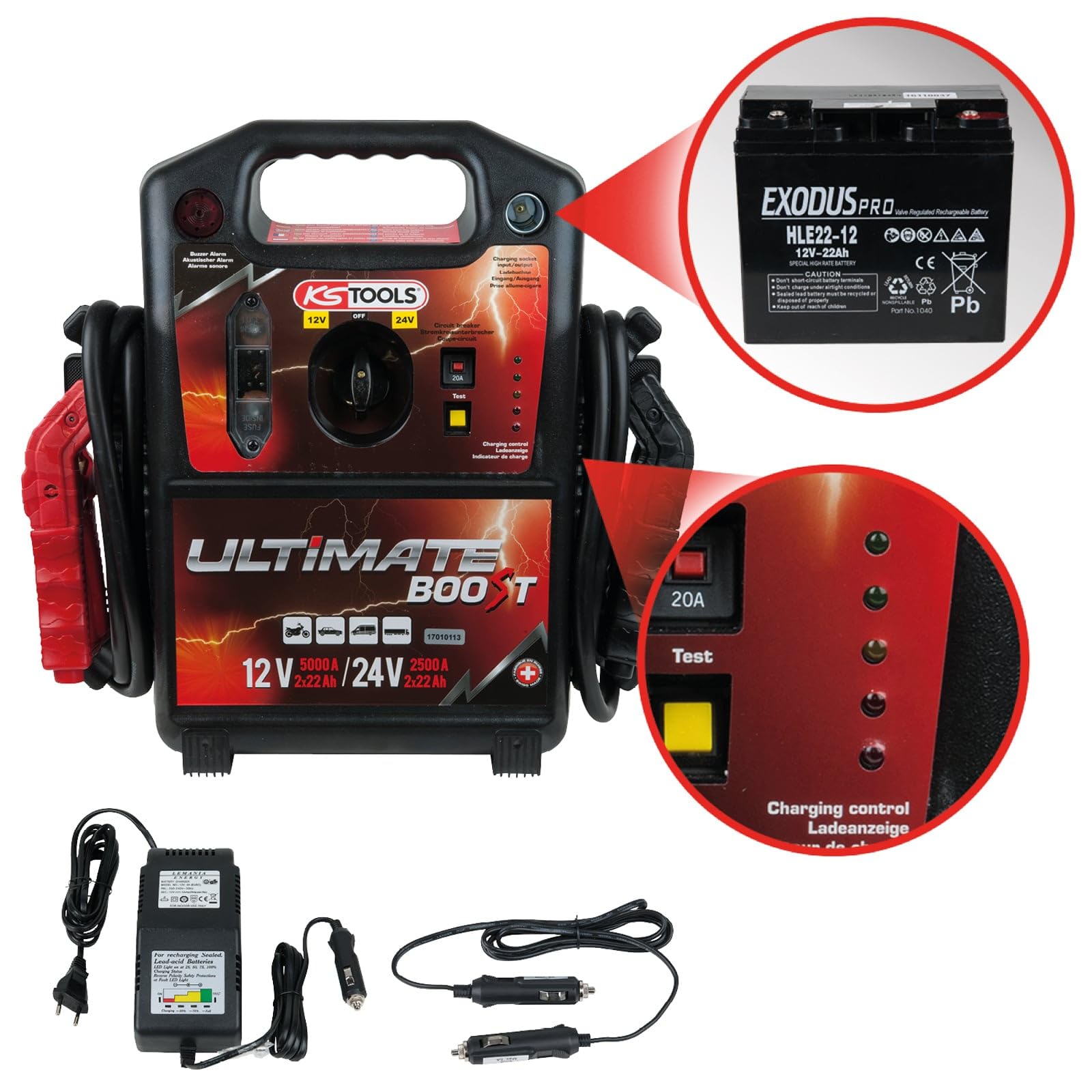 KS Tools 550.1820 booster batterie 12V/24V 5000A/2500A plomb